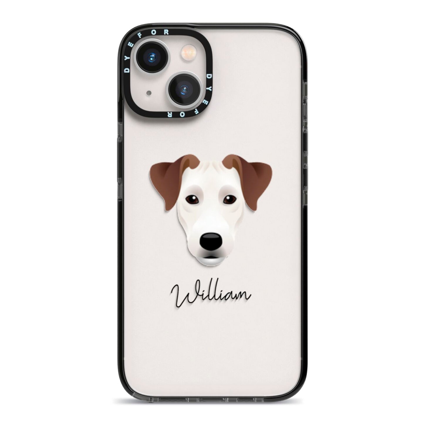 Parson Russell Terrier Personalised iPhone 13 Black Impact Case on Silver phone