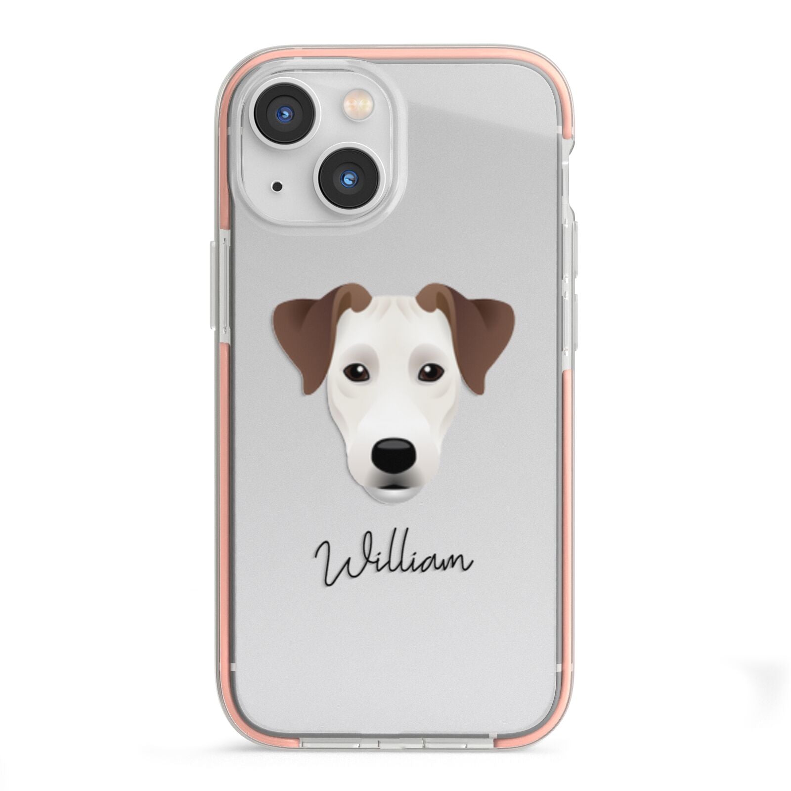 Parson Russell Terrier Personalised iPhone 13 Mini TPU Impact Case with Pink Edges