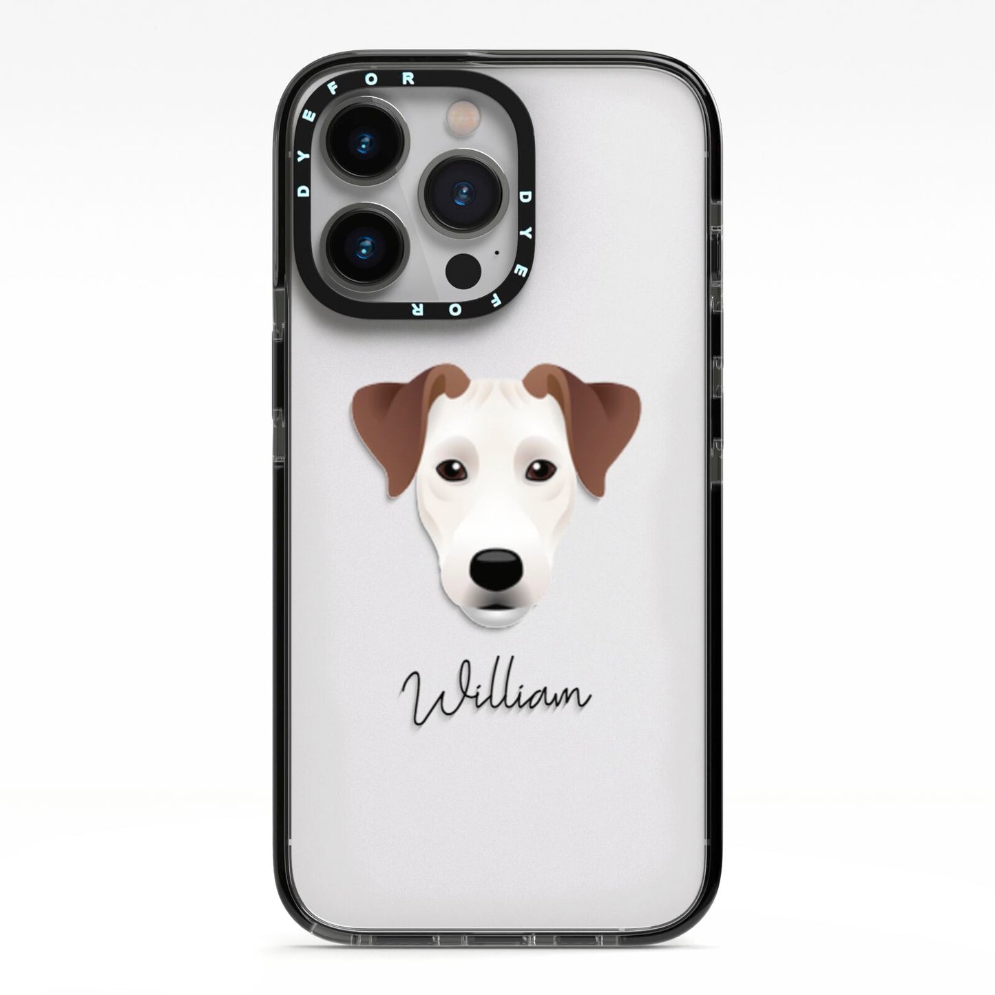 Parson Russell Terrier Personalised iPhone 13 Pro Black Impact Case on Silver phone