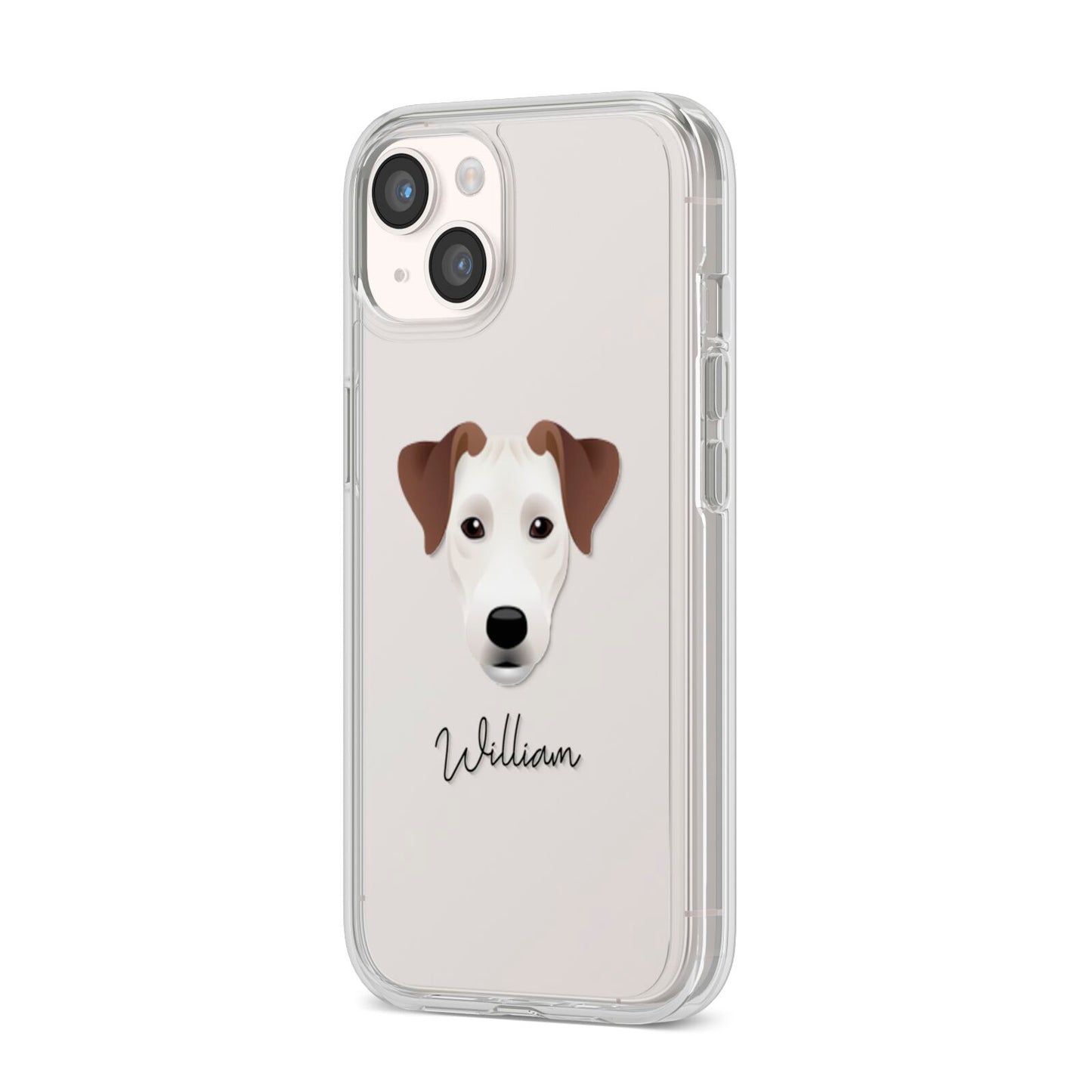 Parson Russell Terrier Personalised iPhone 14 Clear Tough Case Starlight Angled Image