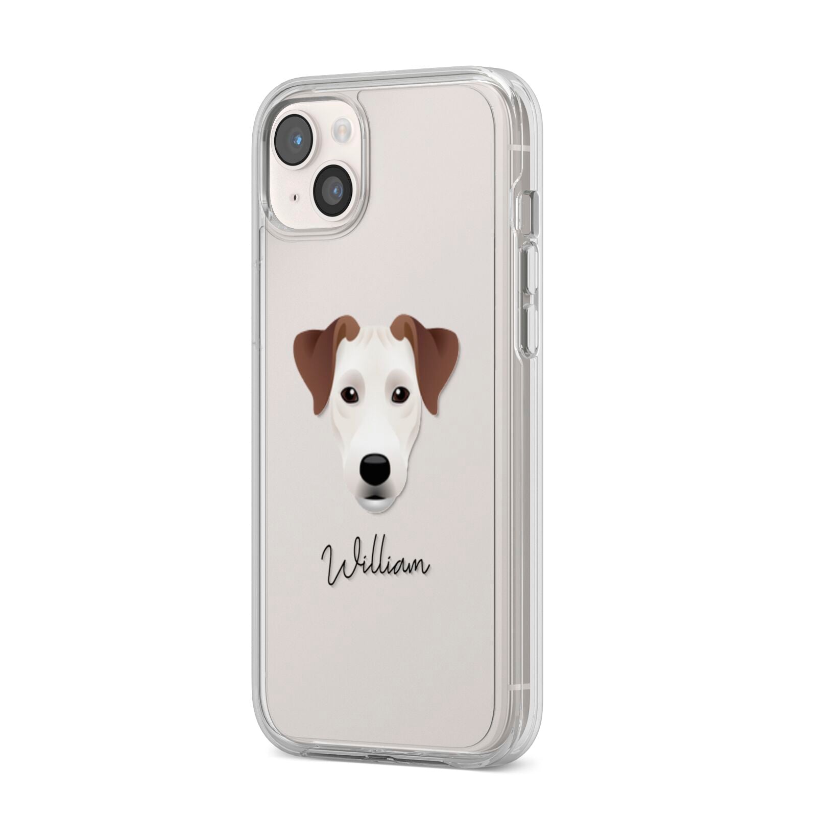 Parson Russell Terrier Personalised iPhone 14 Plus Clear Tough Case Starlight Angled Image
