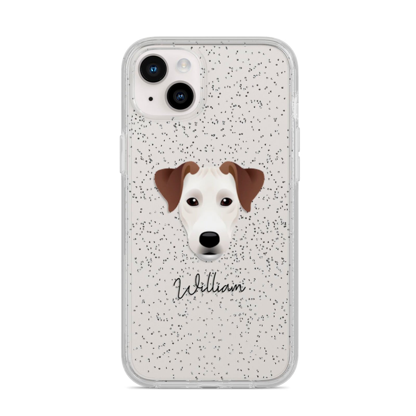 Parson Russell Terrier Personalised iPhone 14 Plus Glitter Tough Case Starlight