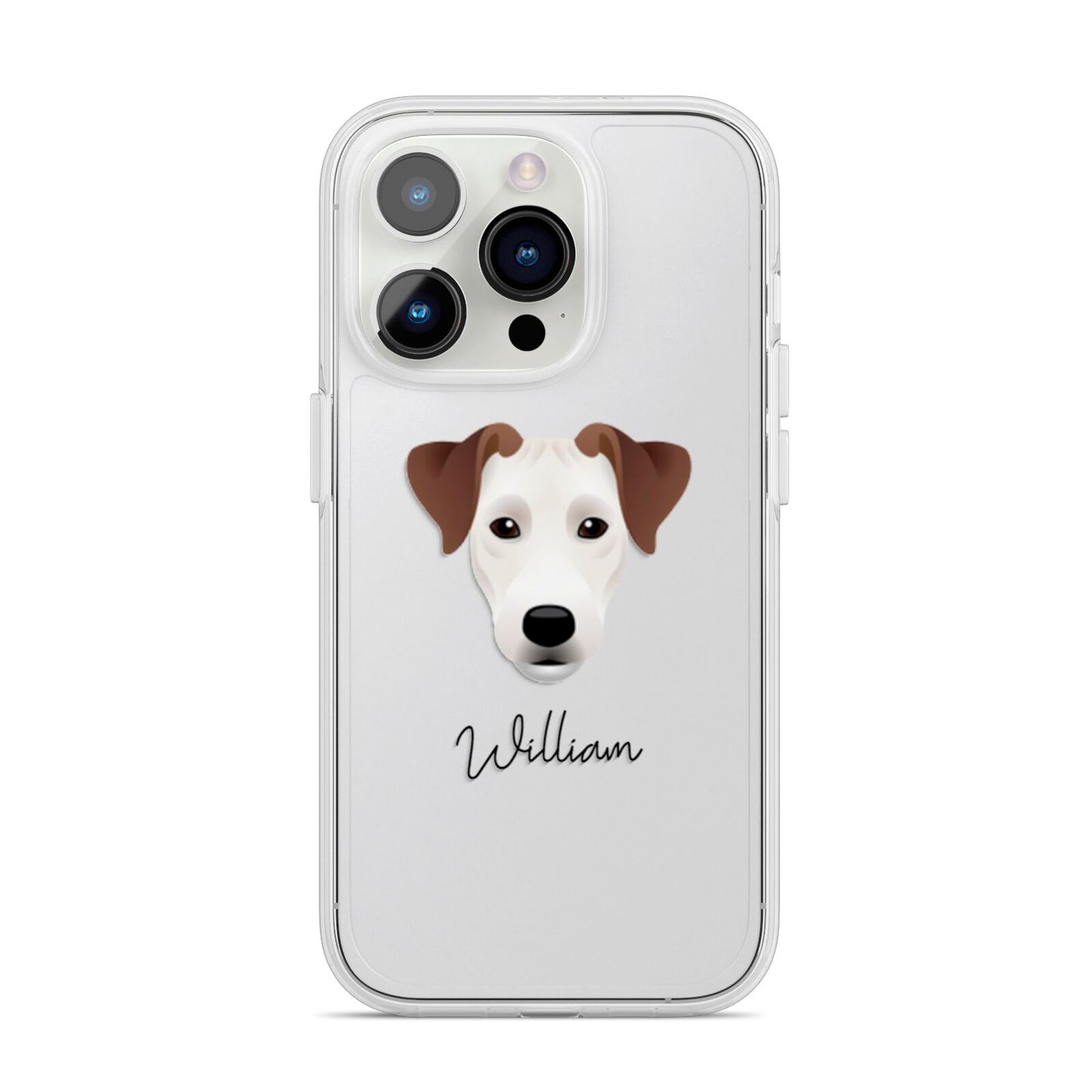 Parson Russell Terrier Personalised iPhone 14 Pro Clear Tough Case Silver
