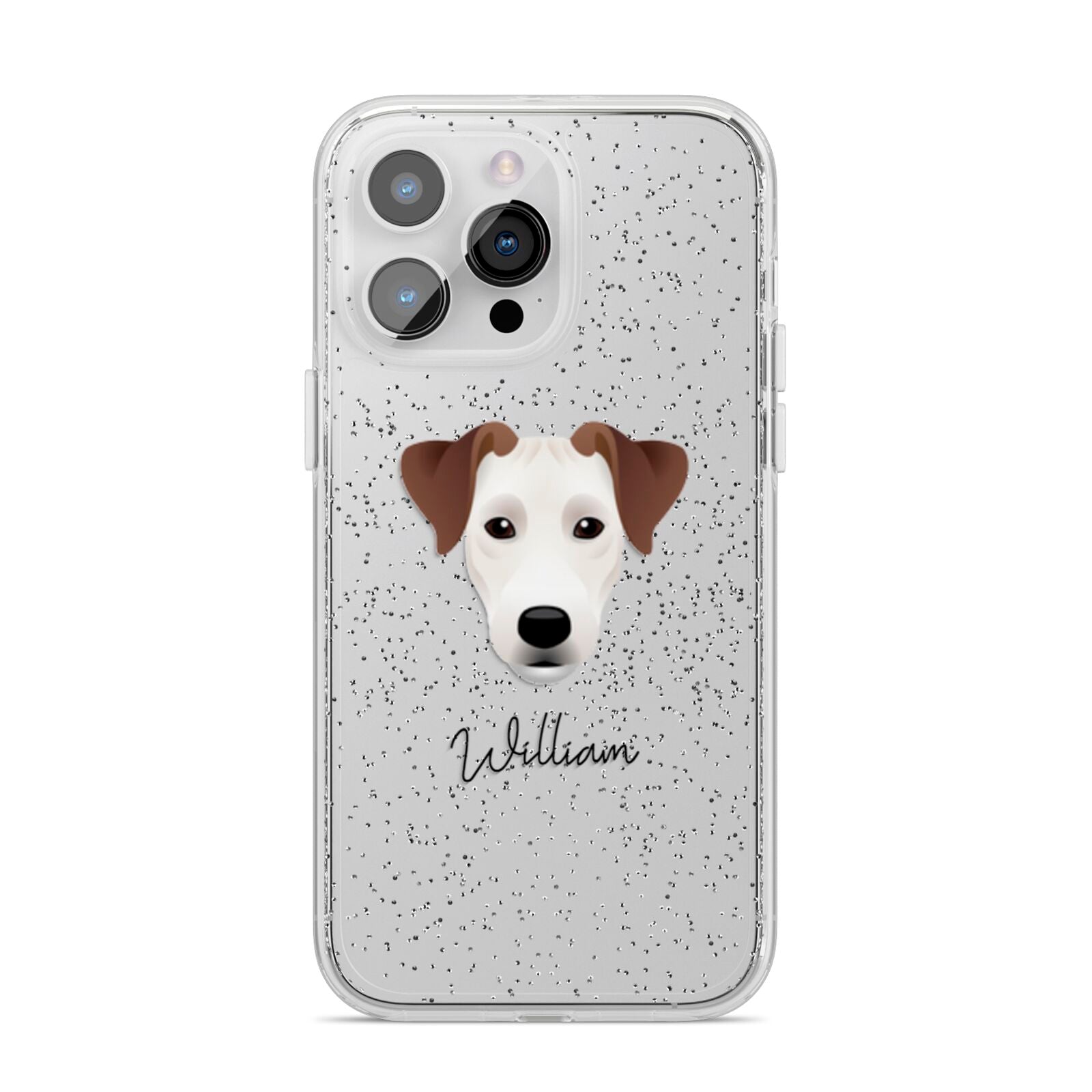 Parson Russell Terrier Personalised iPhone 14 Pro Max Glitter Tough Case Silver