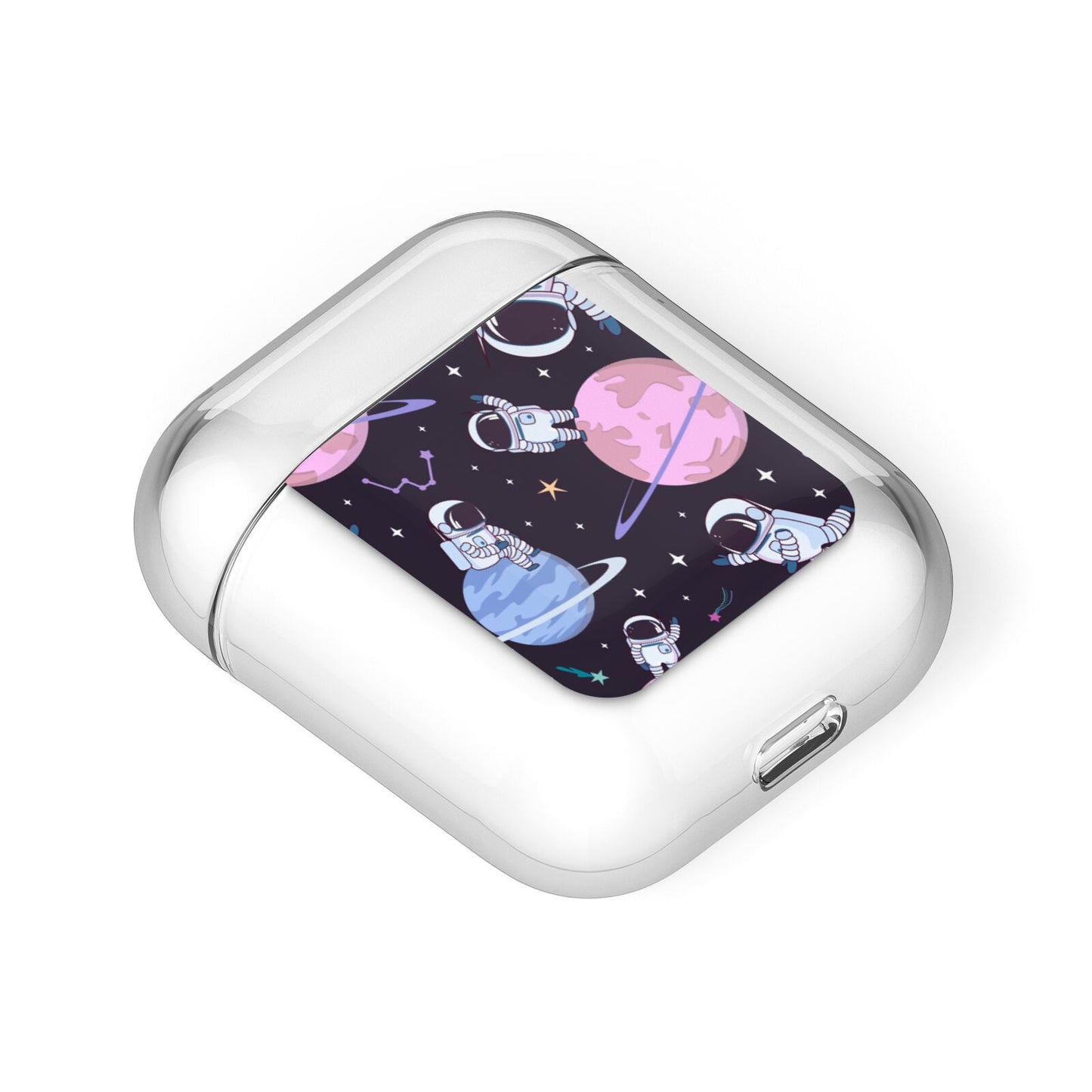 Pastel Hue Space Scene AirPods Case Laid Flat