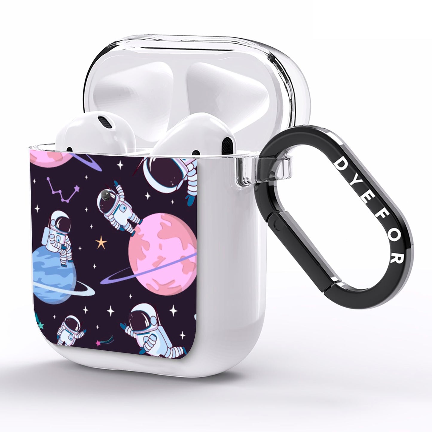 Pastel Hue Space Scene AirPods Clear Case Side Image