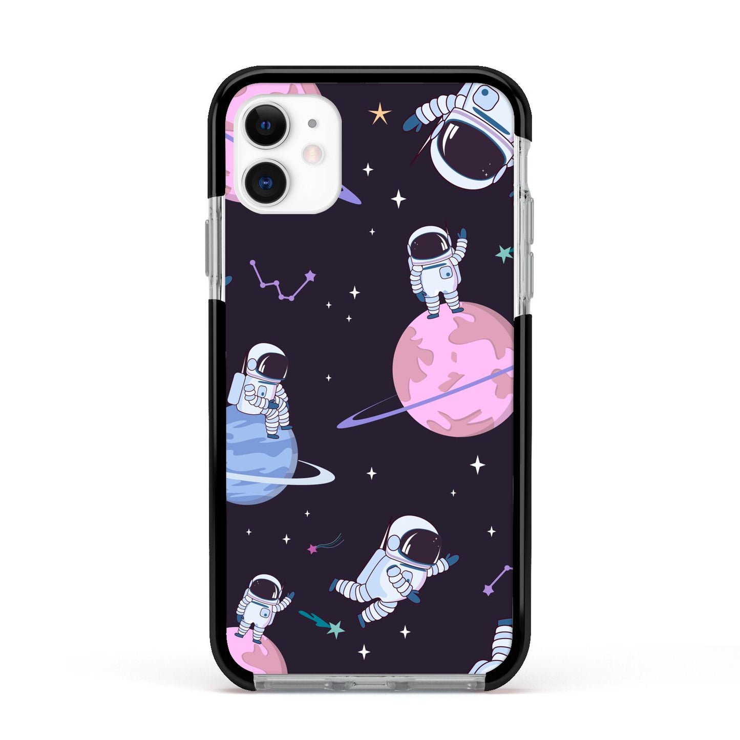 Pastel Hue Space Scene Apple iPhone 11 in White with Black Impact Case