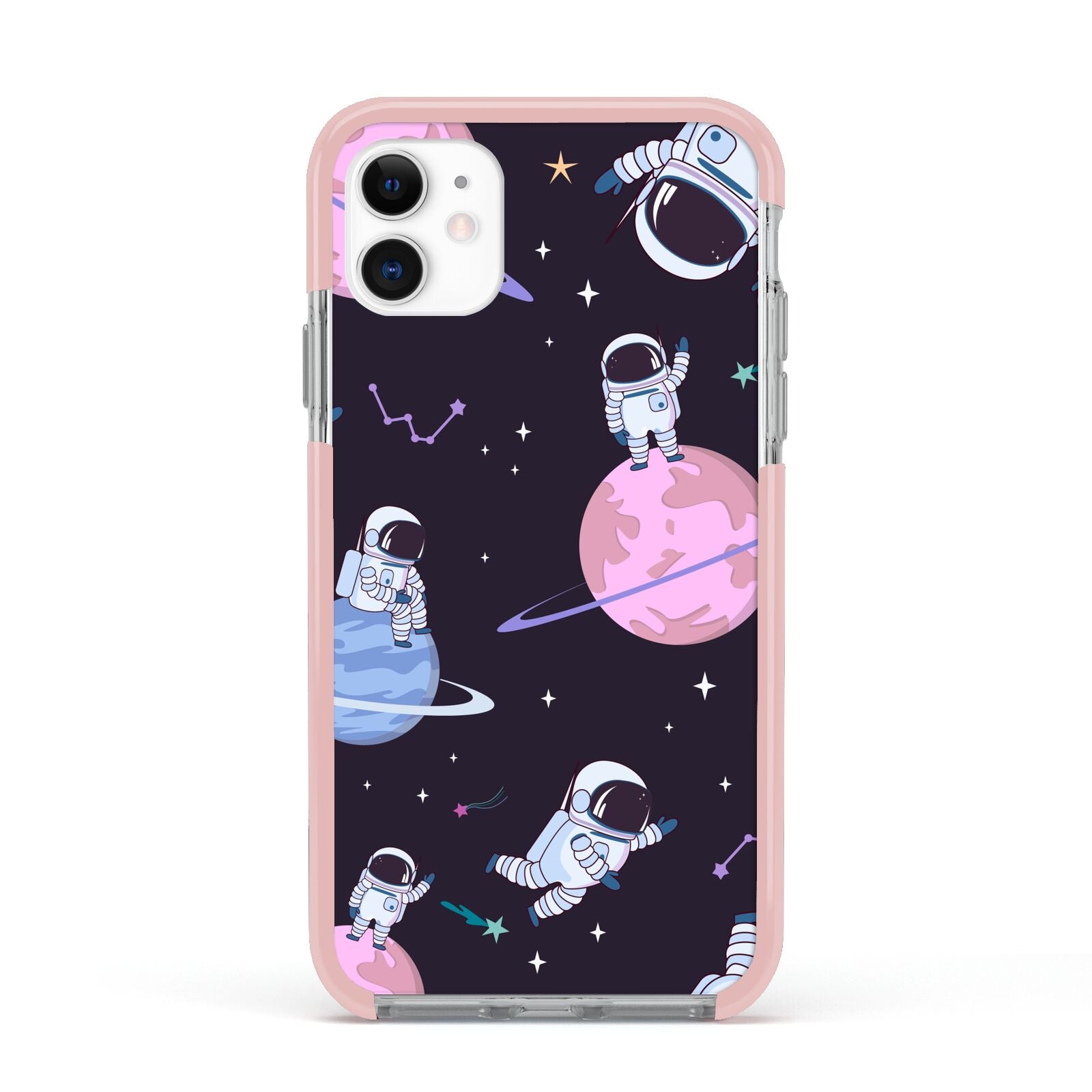 Pastel Hue Space Scene Apple iPhone 11 in White with Pink Impact Case