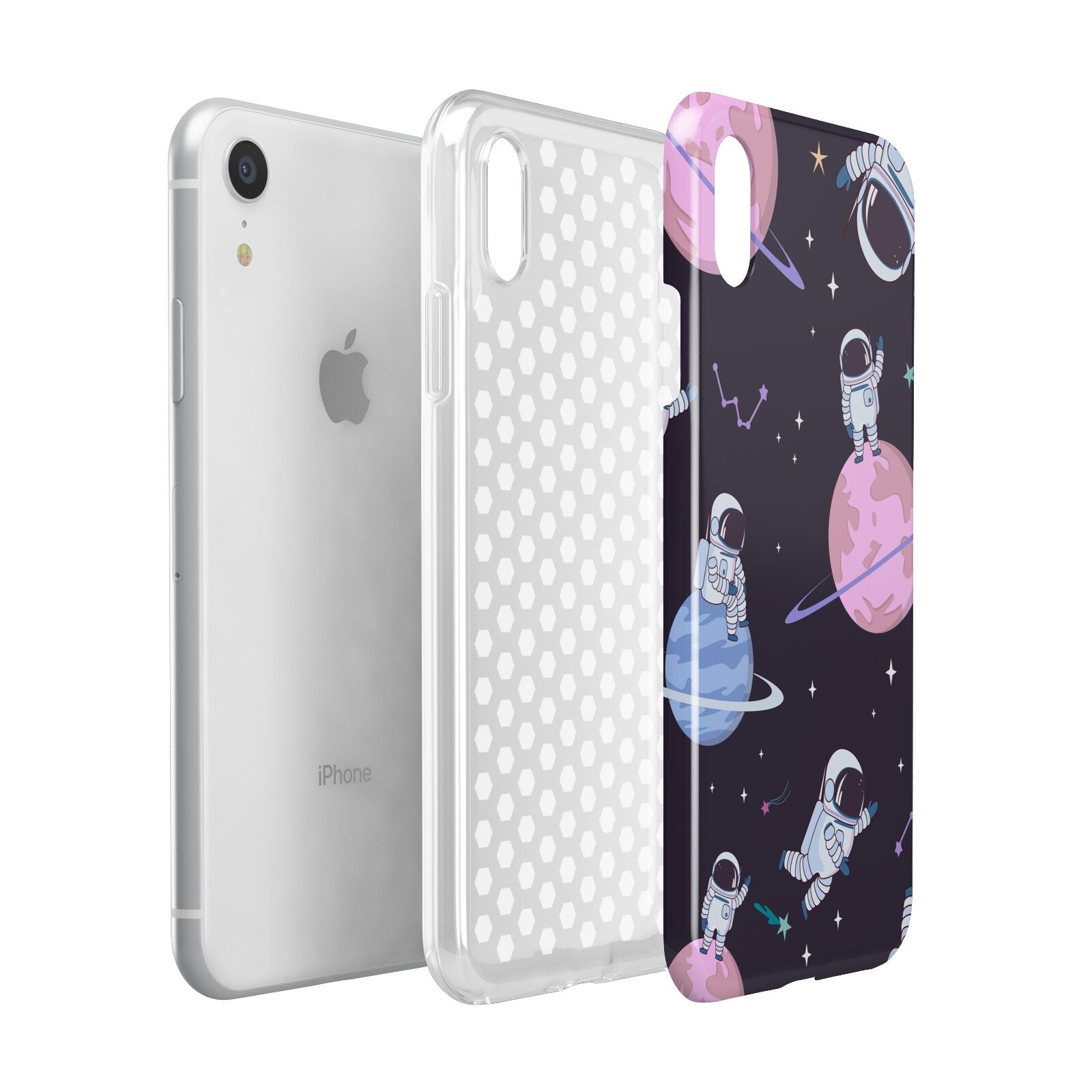 Pastel Hue Space Scene Apple iPhone XR White 3D Tough Case Expanded view