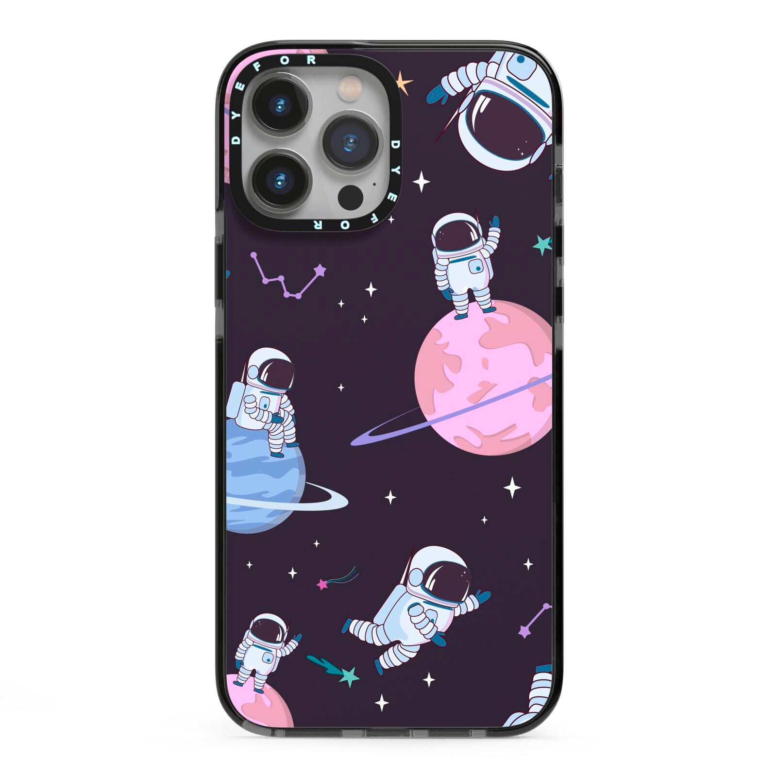 Pastel Hue Space Scene iPhone 13 Pro Max Black Impact Case on Silver phone
