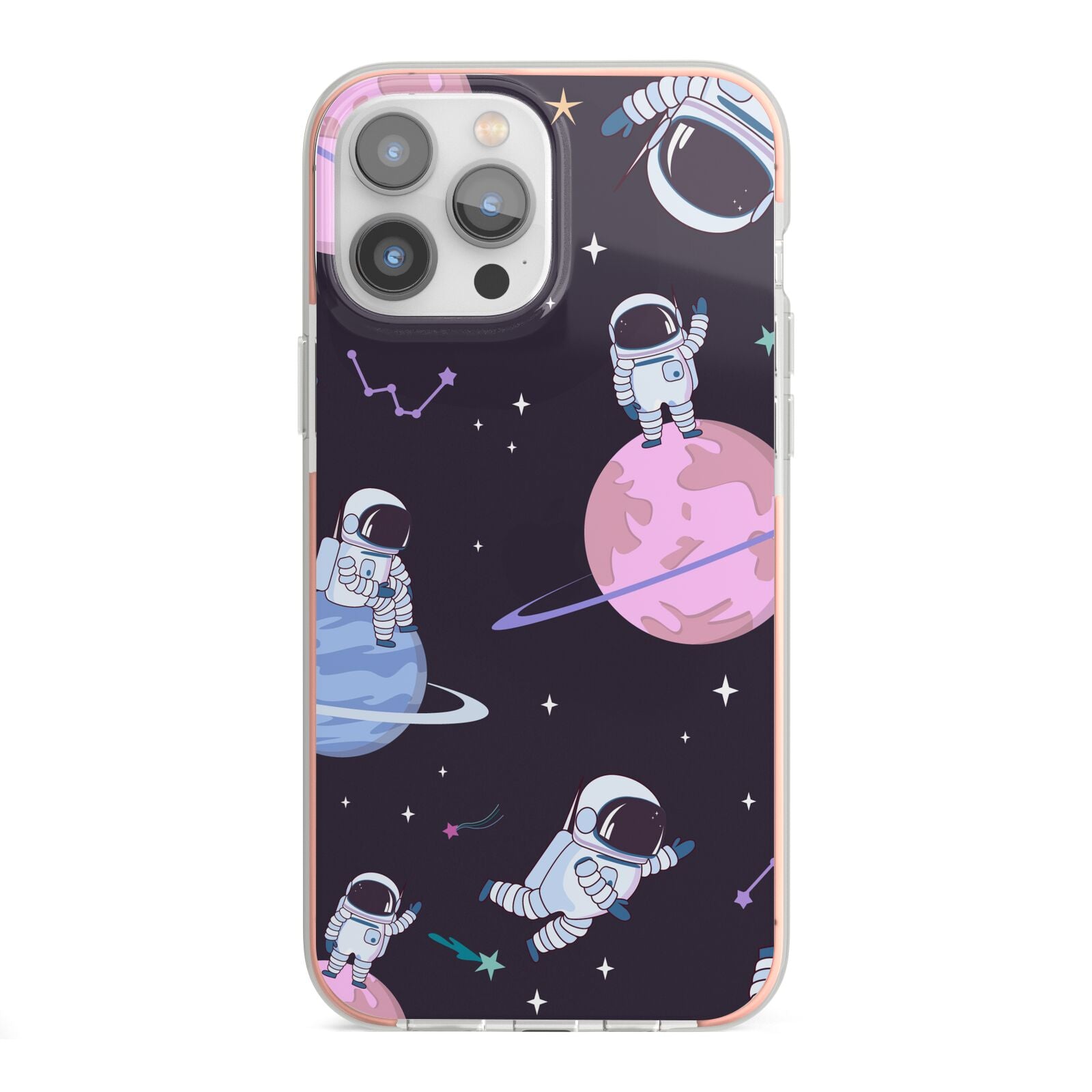 Pastel Hue Space Scene iPhone 13 Pro Max TPU Impact Case with Pink Edges