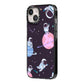 Pastel Hue Space Scene iPhone 14 Black Impact Case Side Angle on Silver phone