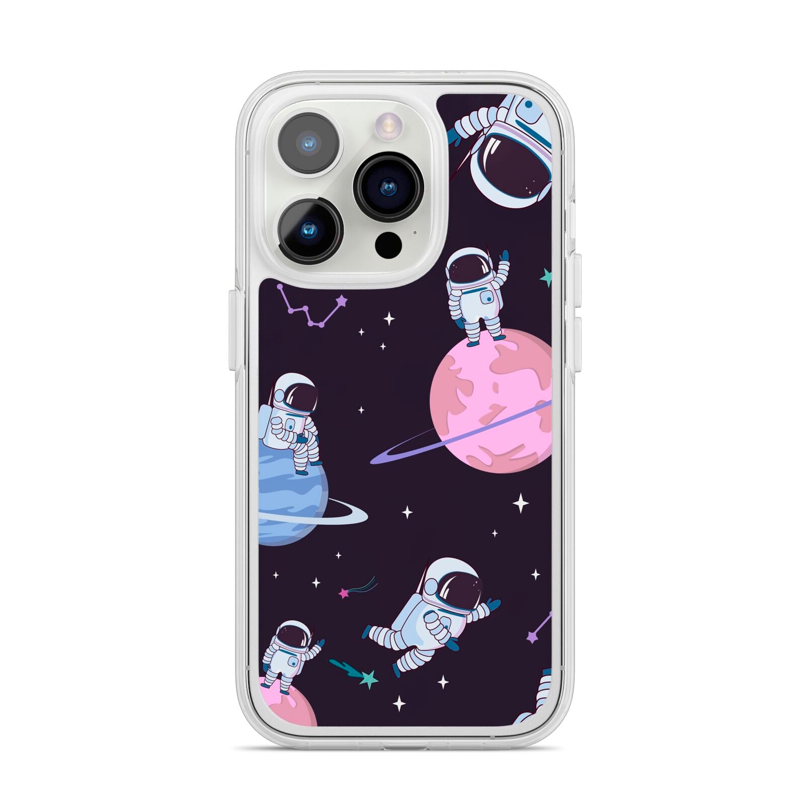 Pastel Hue Space Scene iPhone 14 Pro Clear Tough Case Silver