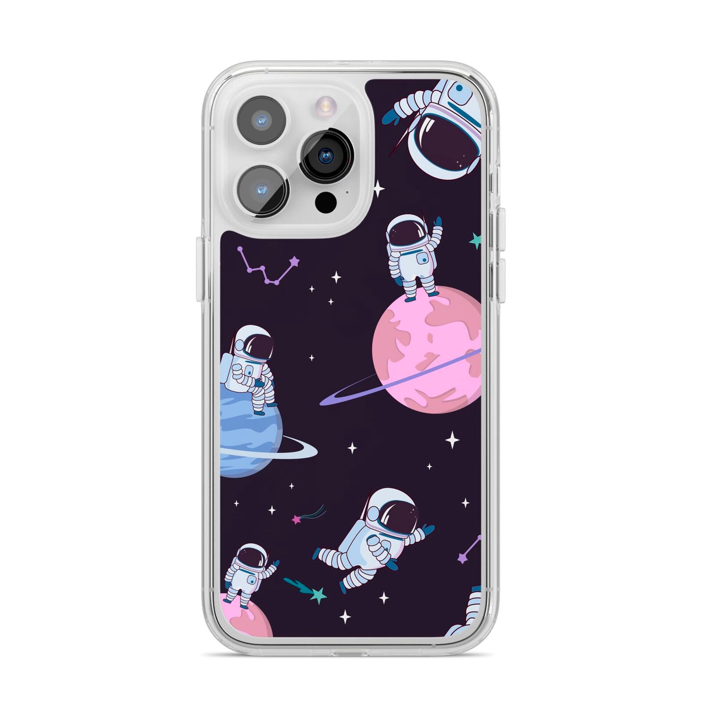 Pastel Hue Space Scene iPhone 14 Pro Max Clear Tough Case Silver