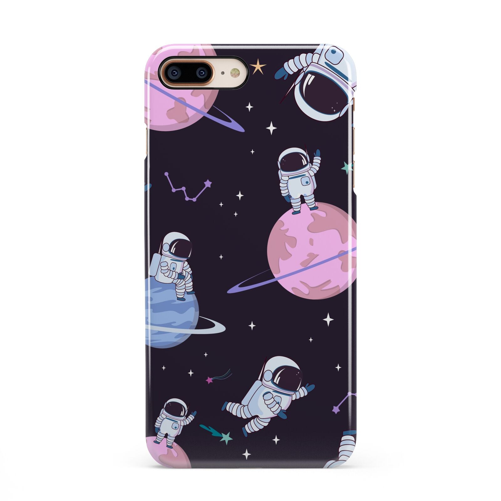 Pastel Hue Space Scene iPhone 8 Plus 3D Snap Case on Gold Phone