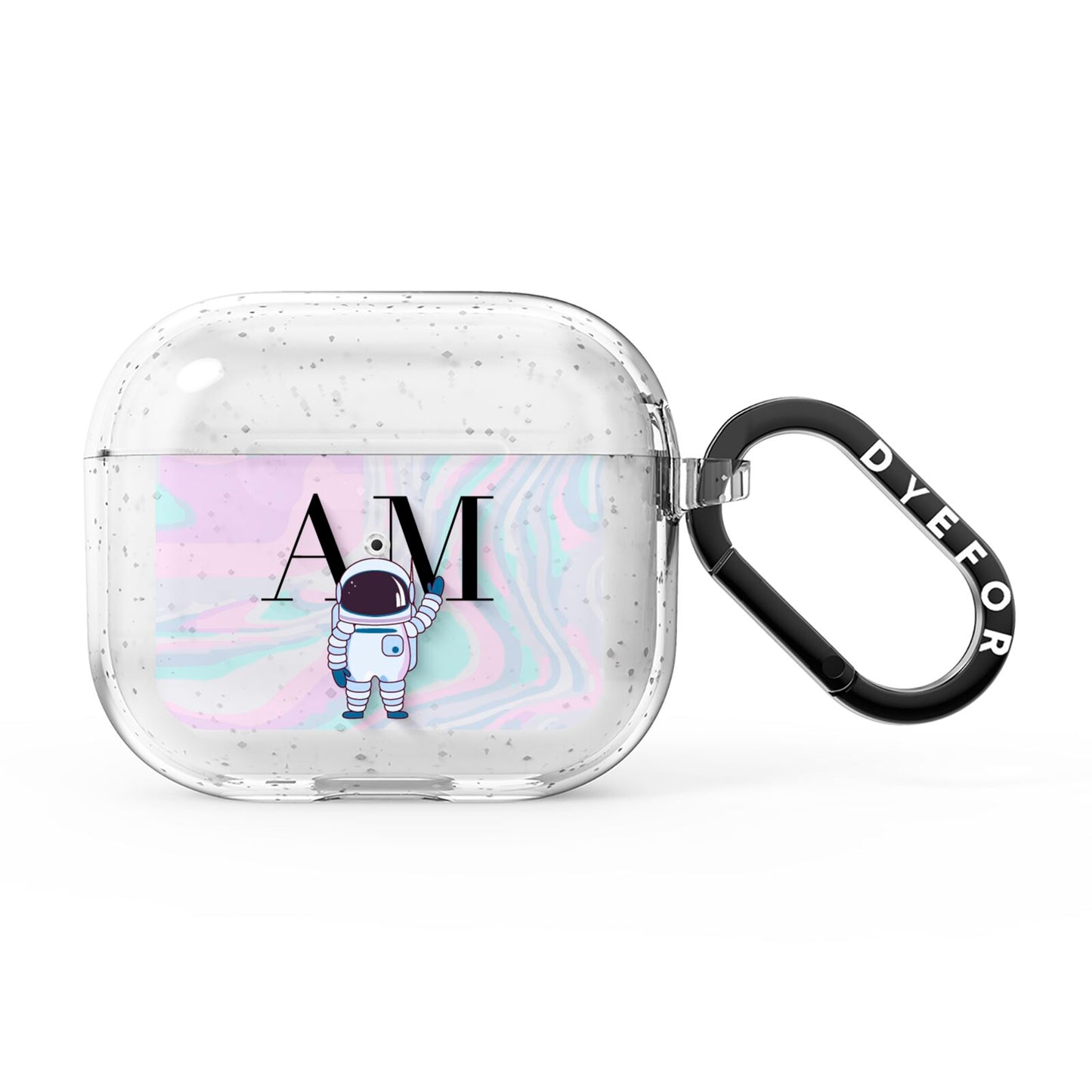 Pastel Marble Ink Astronaut Initials AirPods Glitter Case 3rd Gen