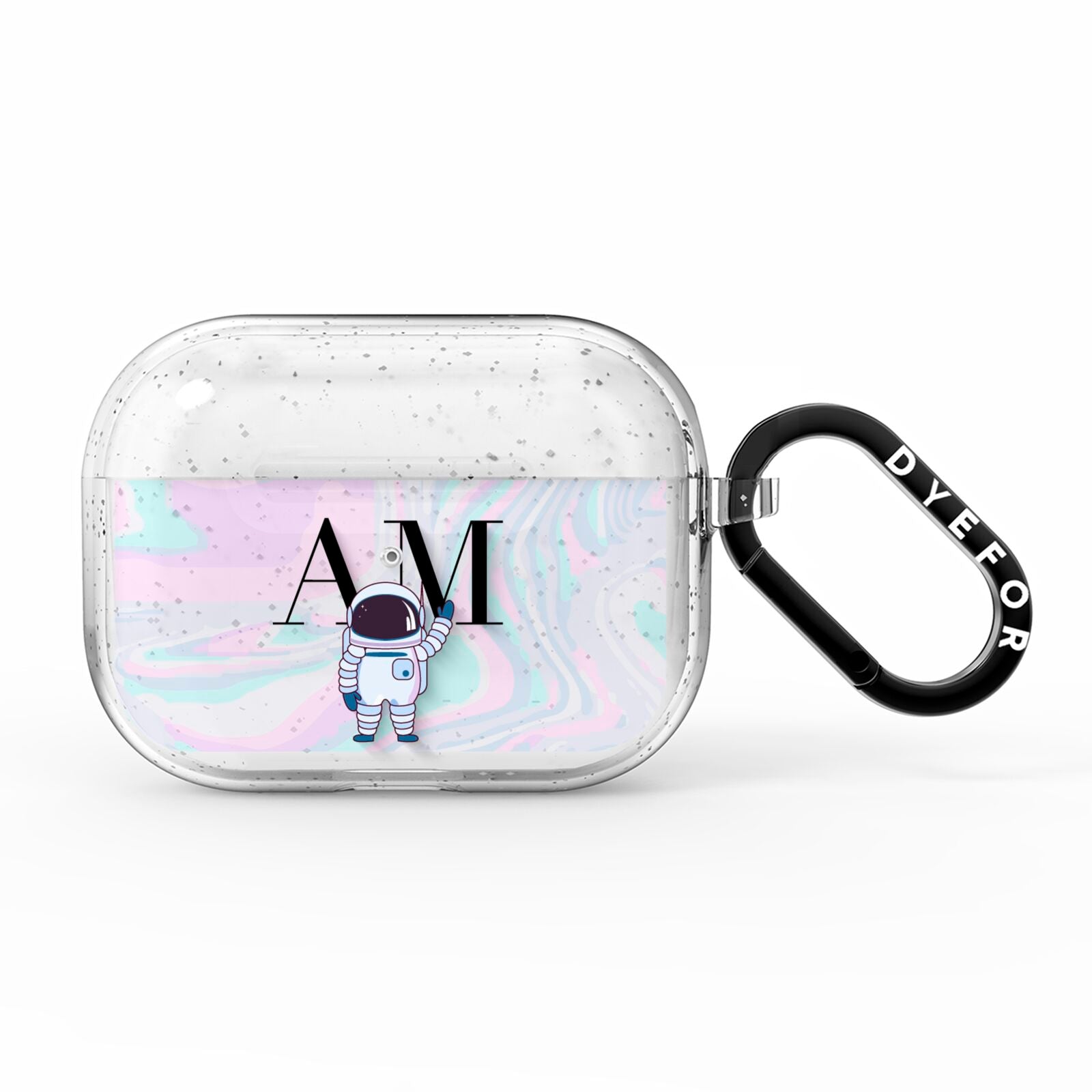 Pastel Marble Ink Astronaut Initials AirPods Pro Glitter Case