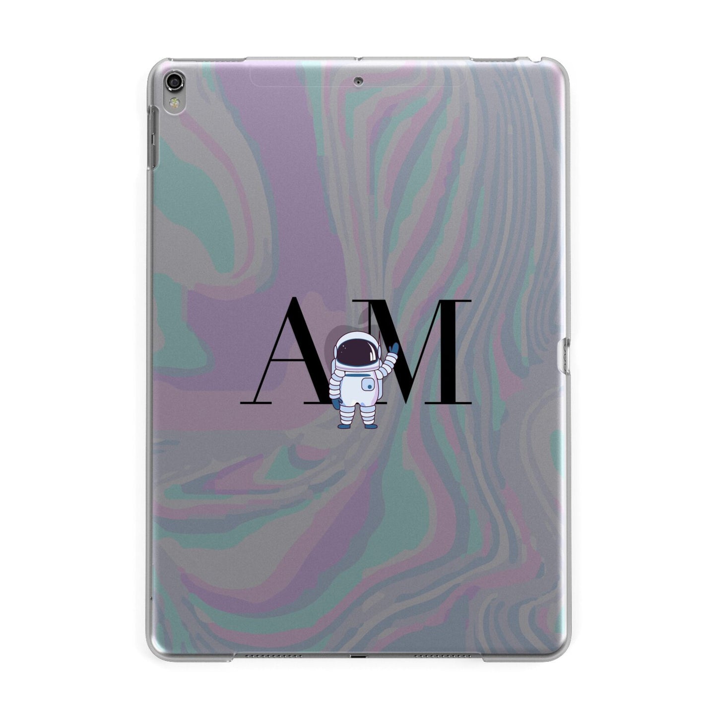 Pastel Marble Ink Astronaut Initials Apple iPad Grey Case