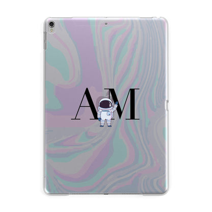 Pastel Marble Ink Astronaut Initials Apple iPad Silver Case