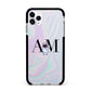 Pastel Marble Ink Astronaut Initials Apple iPhone 11 Pro Max in Silver with Black Impact Case