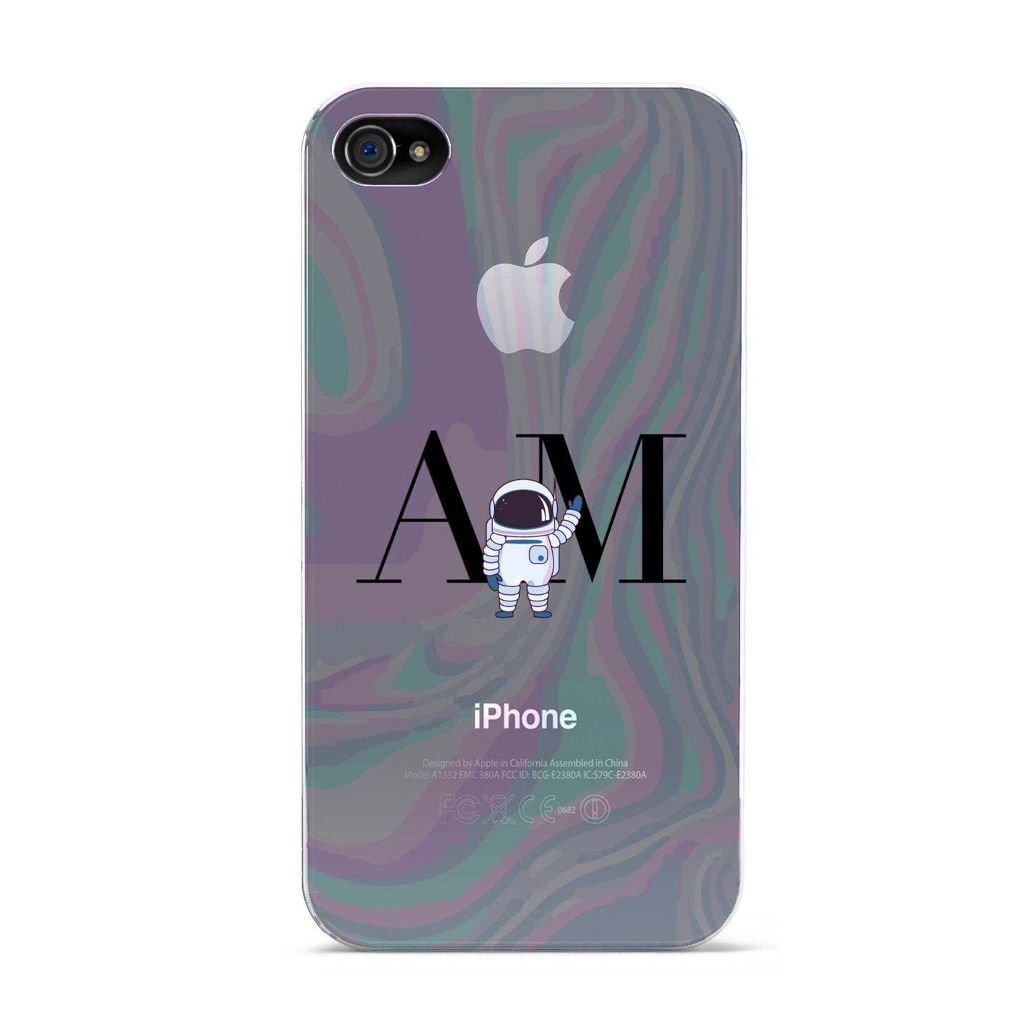Pastel Marble Ink Astronaut Initials Apple iPhone 4s Case