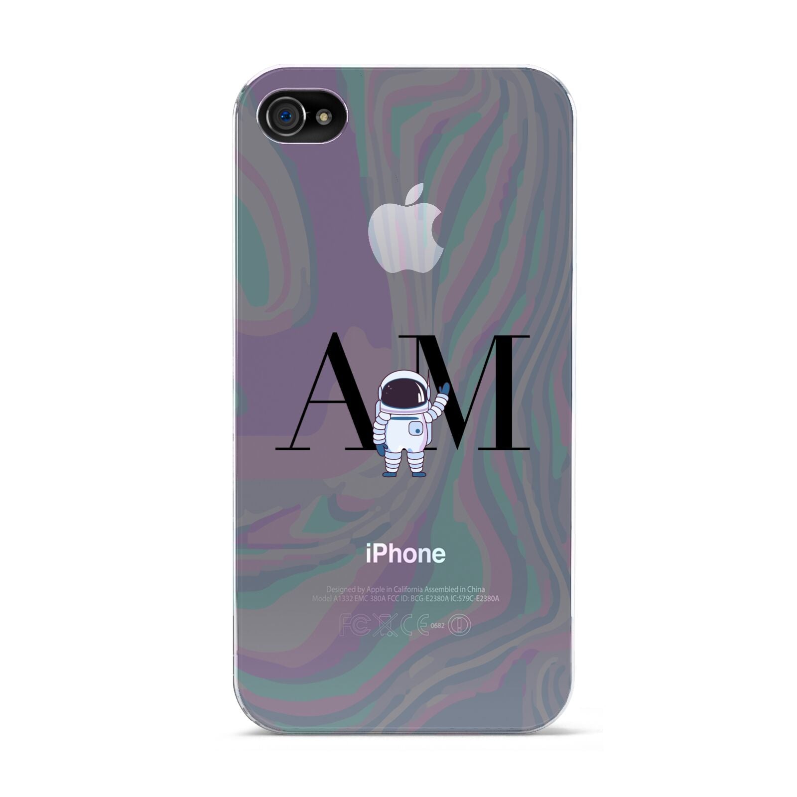 Pastel Marble Ink Astronaut Initials Apple iPhone 4s Case