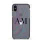 Pastel Marble Ink Astronaut Initials Apple iPhone Xs Impact Case Black Edge on Black Phone