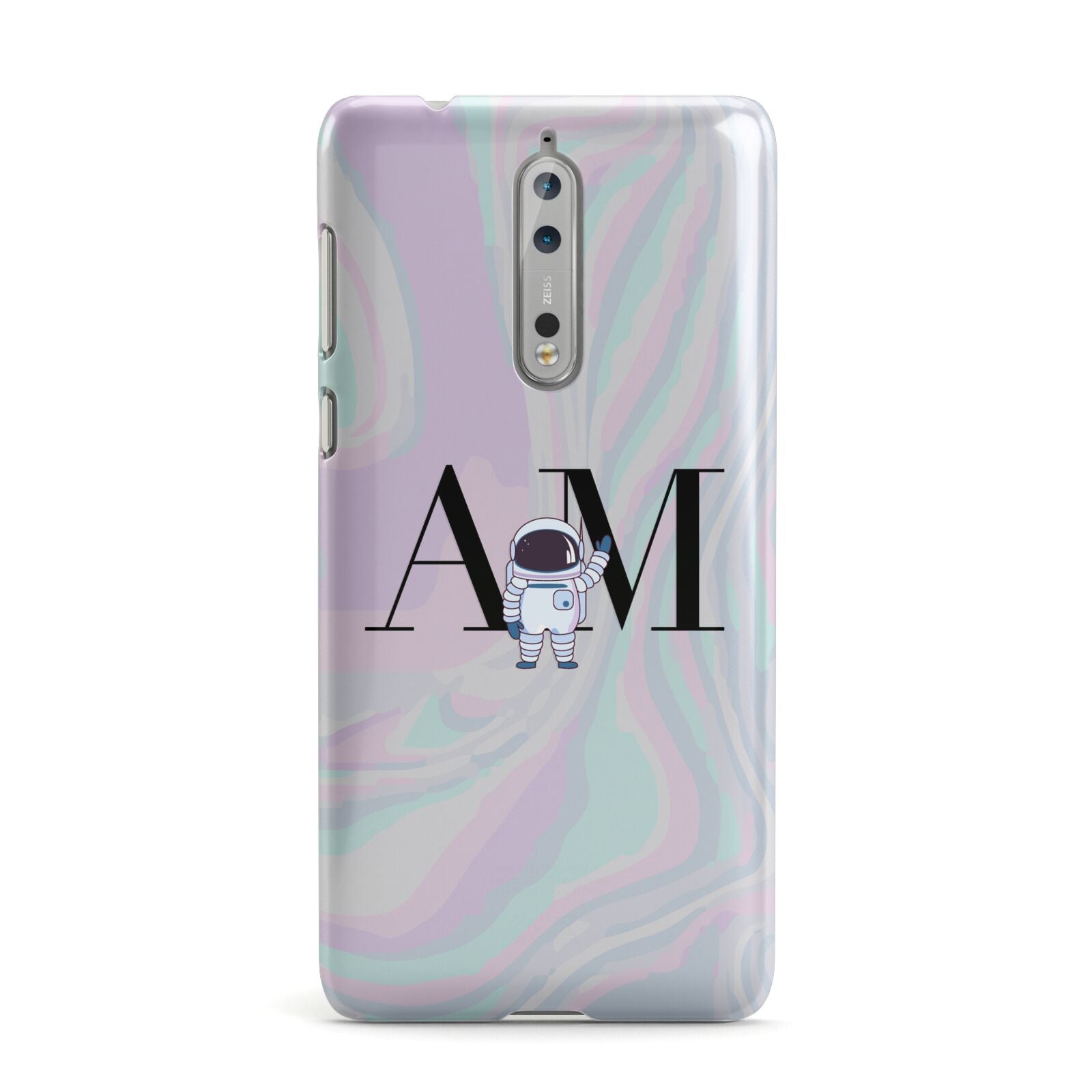 Pastel Marble Ink Astronaut Initials Nokia Case