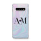 Pastel Marble Ink Astronaut Initials Protective Samsung Galaxy Case