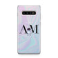 Pastel Marble Ink Astronaut Initials Samsung Galaxy S10 Plus Case