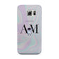 Pastel Marble Ink Astronaut Initials Samsung Galaxy S6 Edge Case