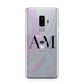 Pastel Marble Ink Astronaut Initials Samsung Galaxy S9 Plus Case on Silver phone