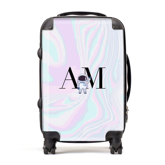 Pastel Marble Ink Astronaut Initials Suitcase