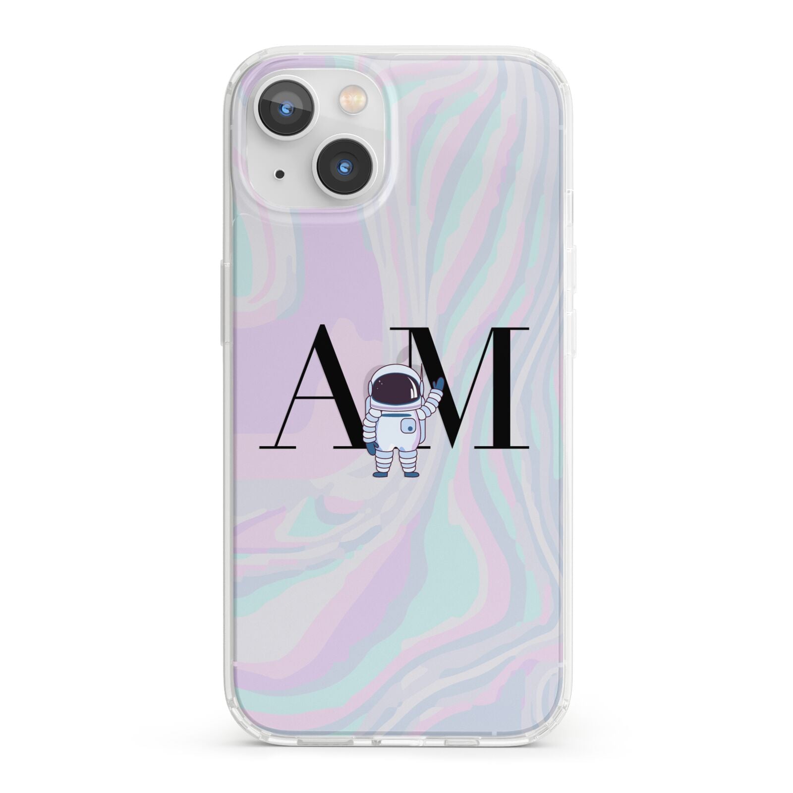 Pastel Marble Ink Astronaut Initials iPhone 13 Clear Bumper Case