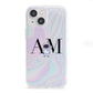 Pastel Marble Ink Astronaut Initials iPhone 13 Mini Clear Bumper Case