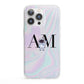 Pastel Marble Ink Astronaut Initials iPhone 13 Pro Clear Bumper Case
