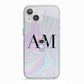 Pastel Marble Ink Astronaut Initials iPhone 13 TPU Impact Case with White Edges