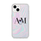 Pastel Marble Ink Astronaut Initials iPhone 14 Clear Tough Case Starlight