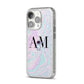 Pastel Marble Ink Astronaut Initials iPhone 14 Pro Glitter Tough Case Silver Angled Image
