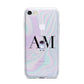 Pastel Marble Ink Astronaut Initials iPhone 7 Bumper Case on Silver iPhone