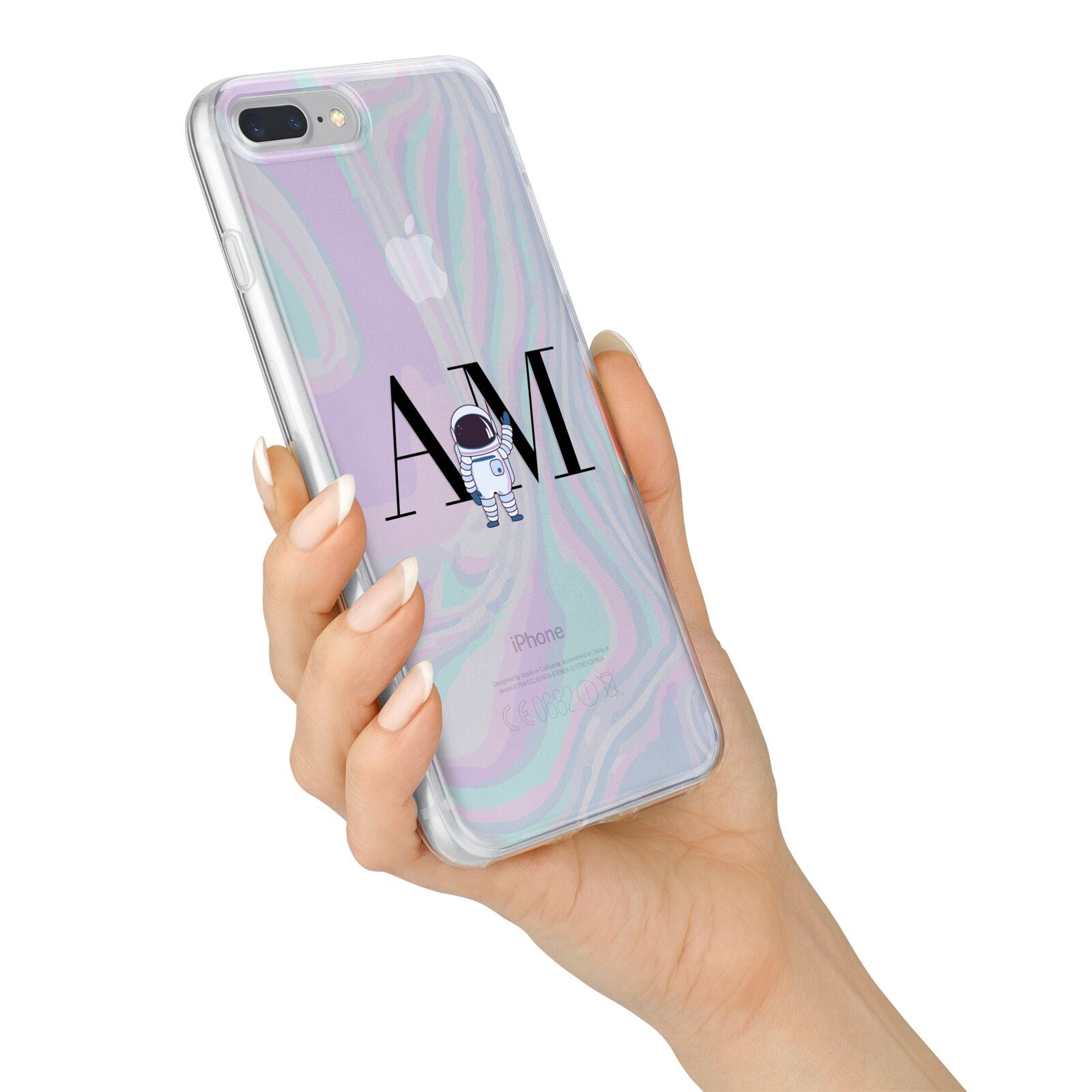 Pastel Marble Ink Astronaut Initials iPhone 7 Plus Bumper Case on Silver iPhone Alternative Image