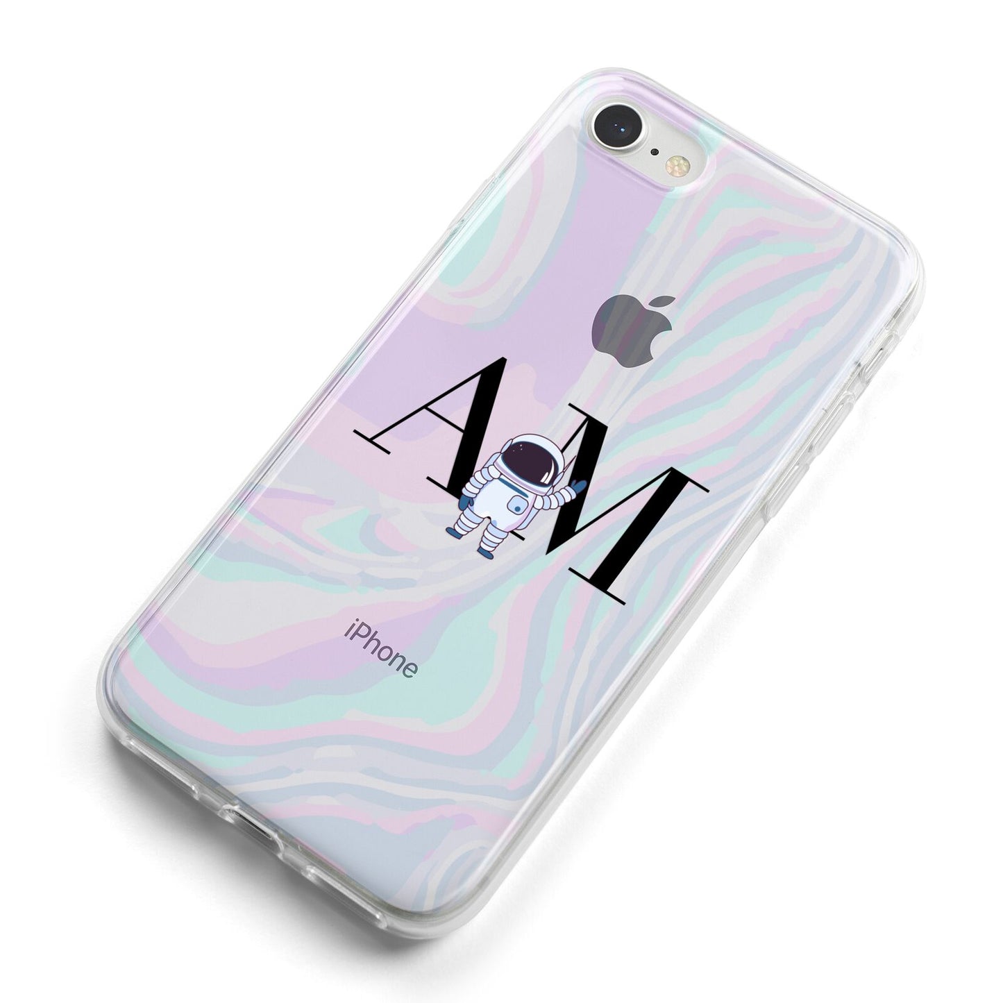Pastel Marble Ink Astronaut Initials iPhone 8 Bumper Case on Silver iPhone Alternative Image