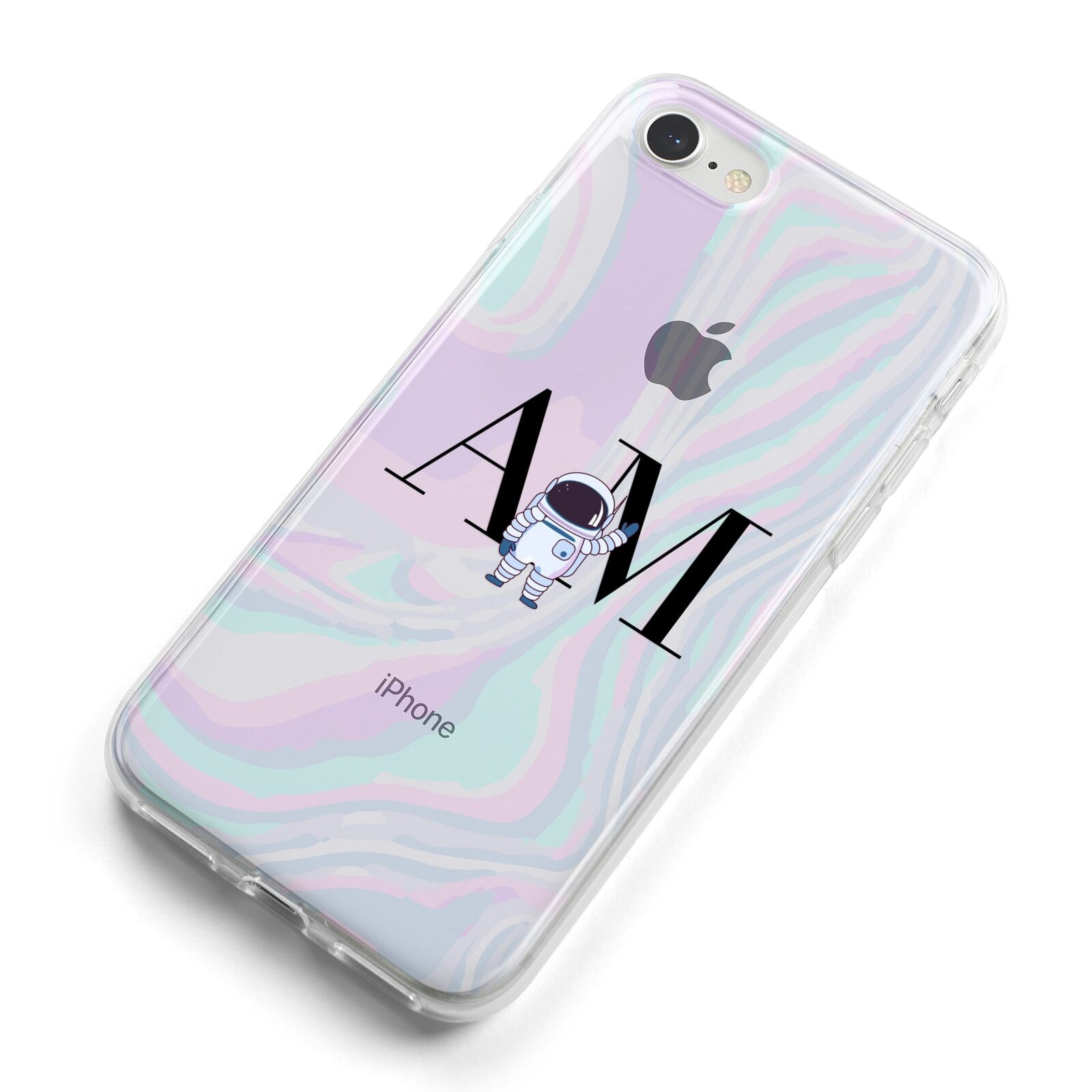 Pastel Marble Ink Astronaut Initials iPhone 8 Bumper Case on Silver iPhone Alternative Image