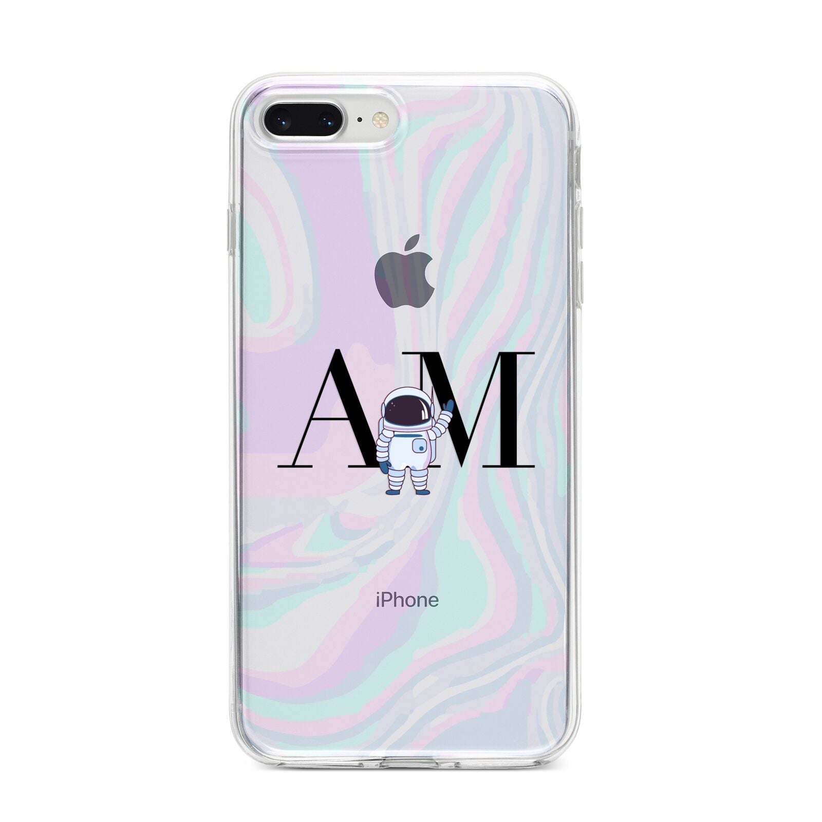 Pastel Marble Ink Astronaut Initials iPhone 8 Plus Bumper Case on Silver iPhone