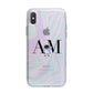 Pastel Marble Ink Astronaut Initials iPhone X Bumper Case on Silver iPhone Alternative Image 1