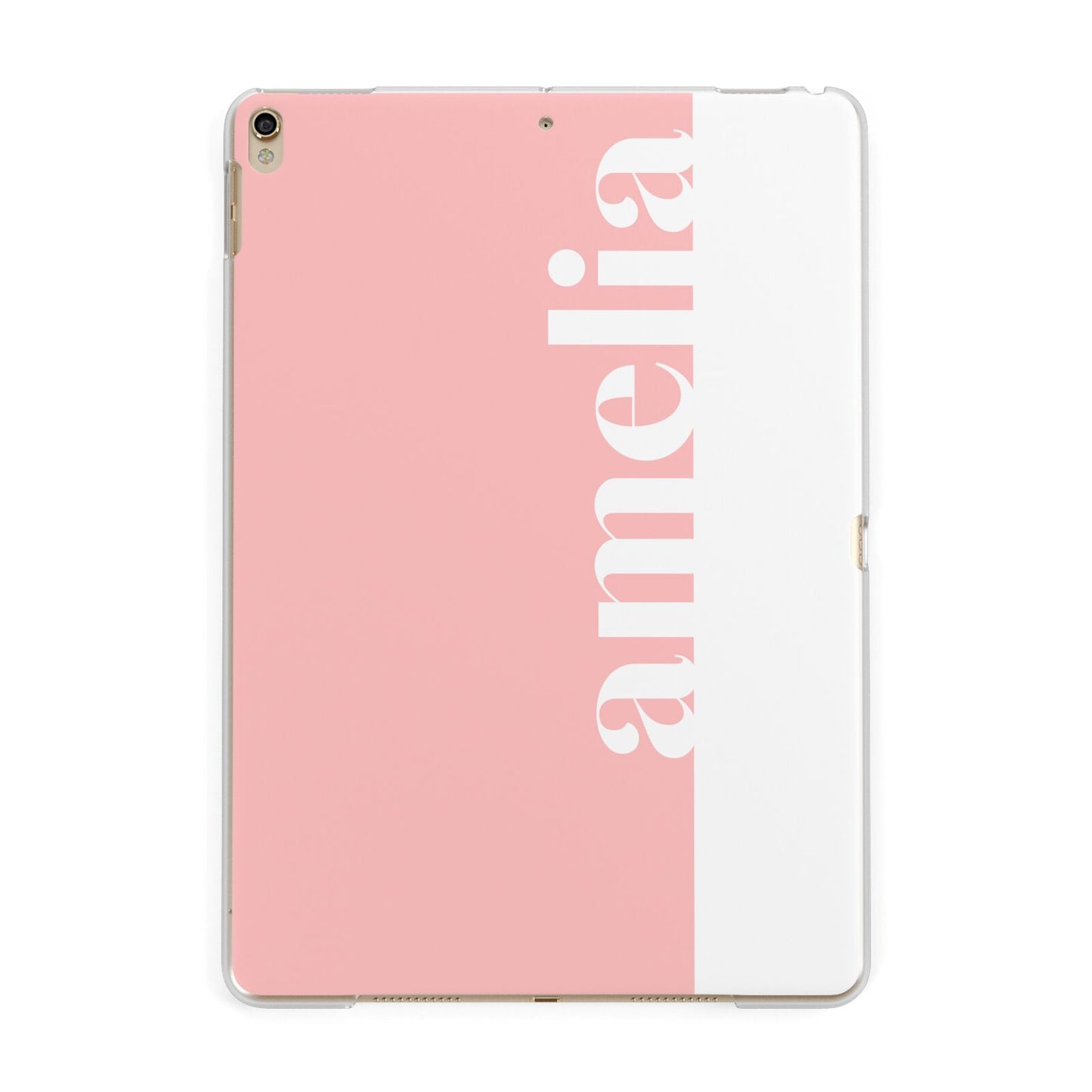 Pastel Pink Personalised Name Apple iPad Gold Case