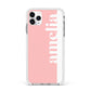 Pastel Pink Personalised Name Apple iPhone 11 Pro Max in Silver with White Impact Case