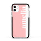 Pastel Pink Personalised Name Apple iPhone 11 in White with Black Impact Case
