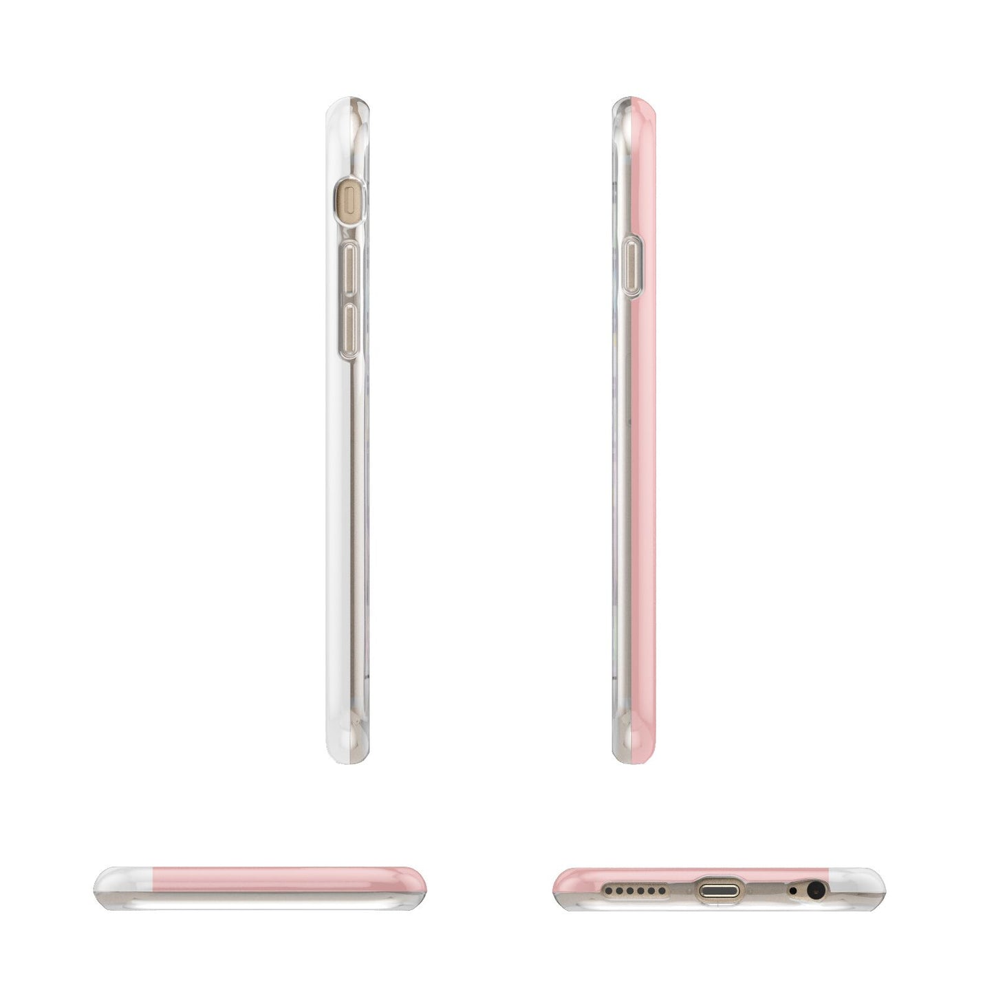 Pastel Pink Personalised Name Apple iPhone 6 3D Wrap Tough Case Alternative Image Angles