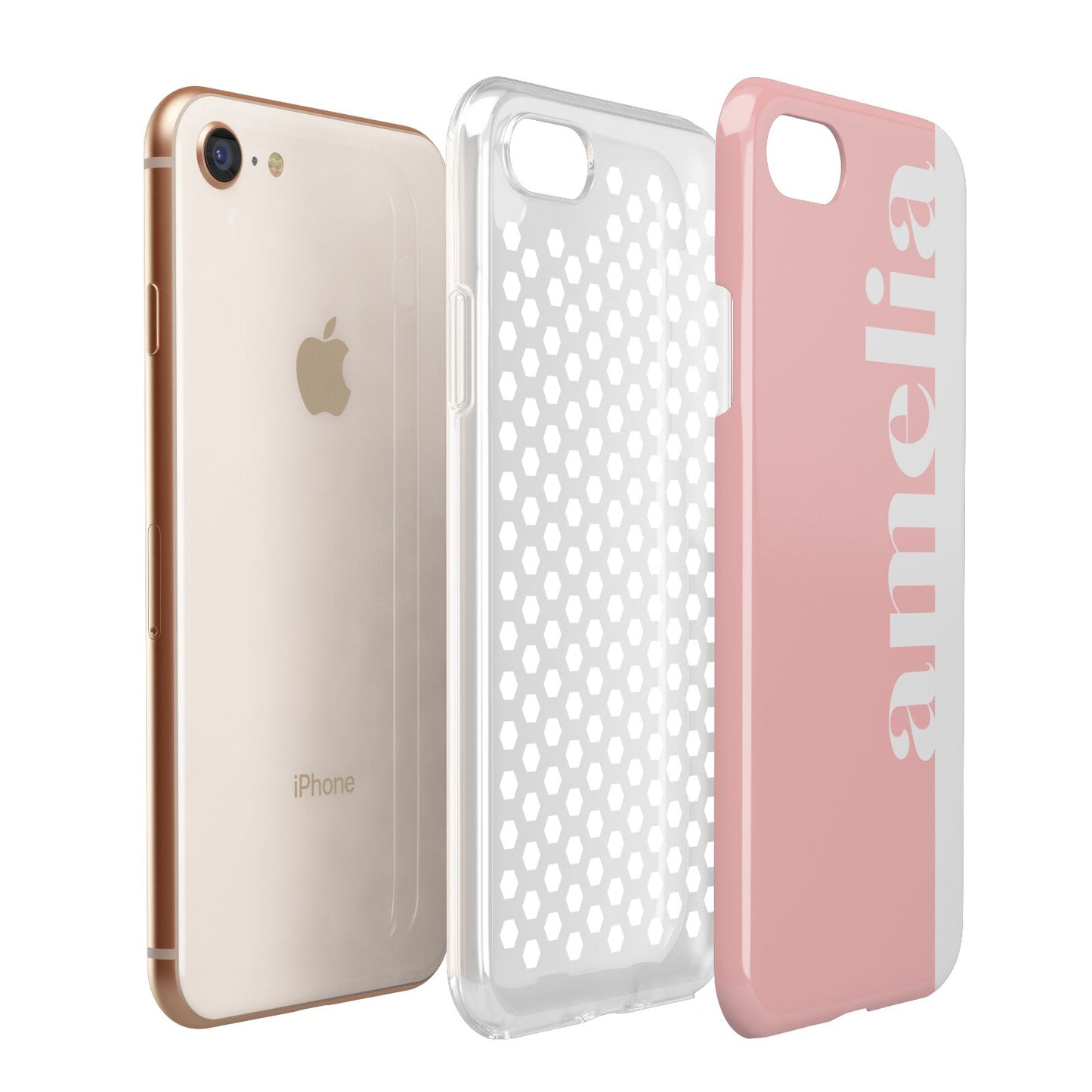 Pastel Pink Personalised Name Apple iPhone 7 8 3D Tough Case Expanded View